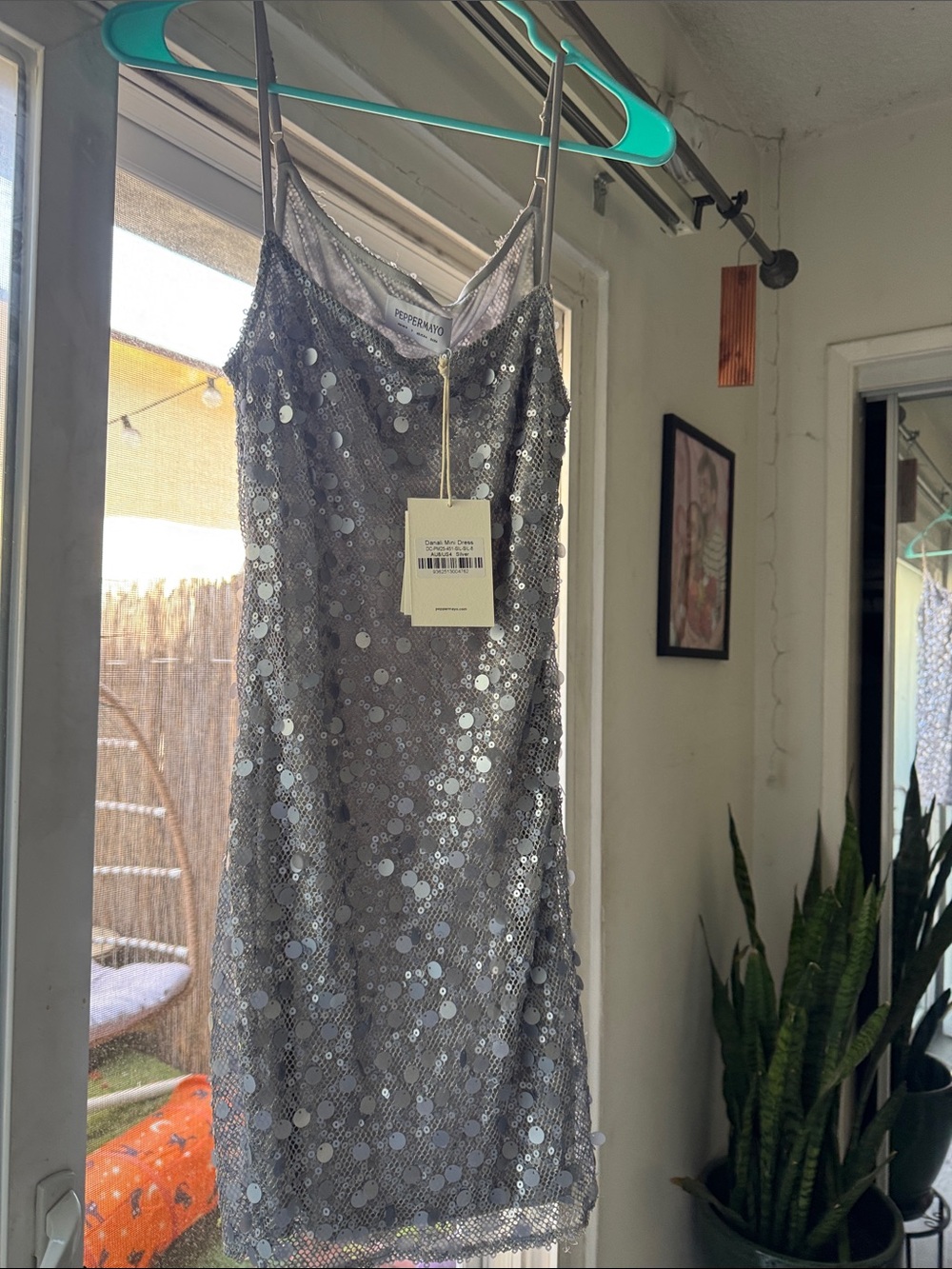 Peppermayo Silver Sequin Mini Dress